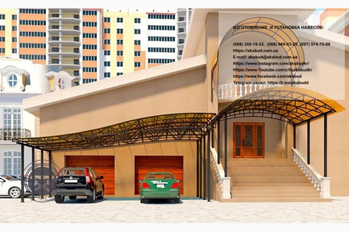 Навесы из поликарбоната и профнастила- фото № 5