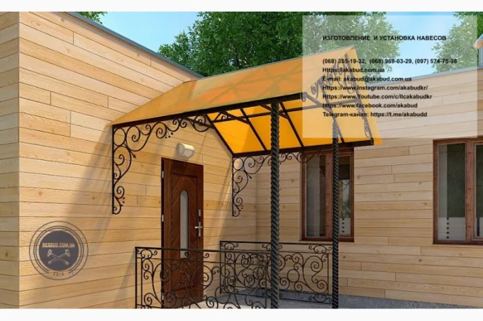 Навесы из поликарбоната и профнастила- фото № 6