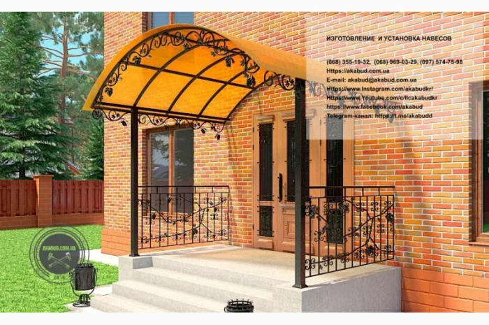 Навесы из поликарбоната и профнастила- фото № 7