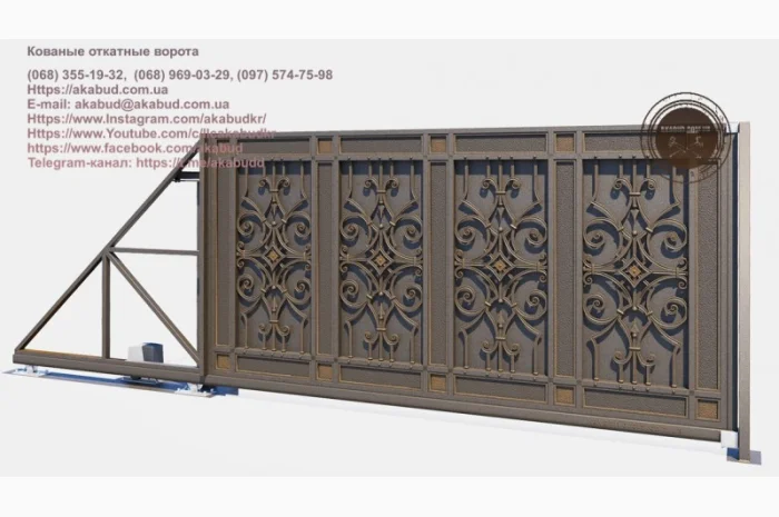 Кованые откатные ворота – красота и удобство- фото № 7