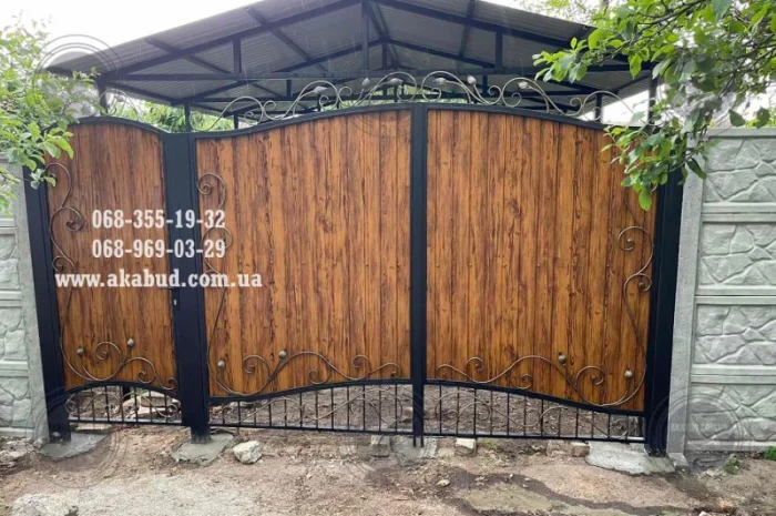 Распашные ворота, откатные ворота, навес, беседка, забор, перила- фото № 4
