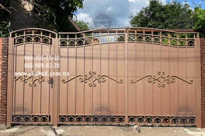 Распашные ворота, откатные ворота, навес, беседка, забор, перила- фото № 7