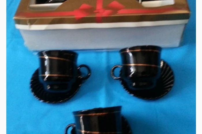 Кофейный набор из черного стекла на 6 персон- фото № 1