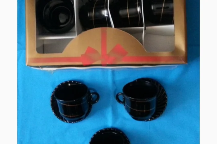 Кофейный набор из черного стекла на 6 персон- фото № 2