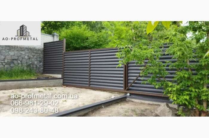 Забор жалюзи 8019 матовые темно-коричневого цвета двусторонние- фото № 1