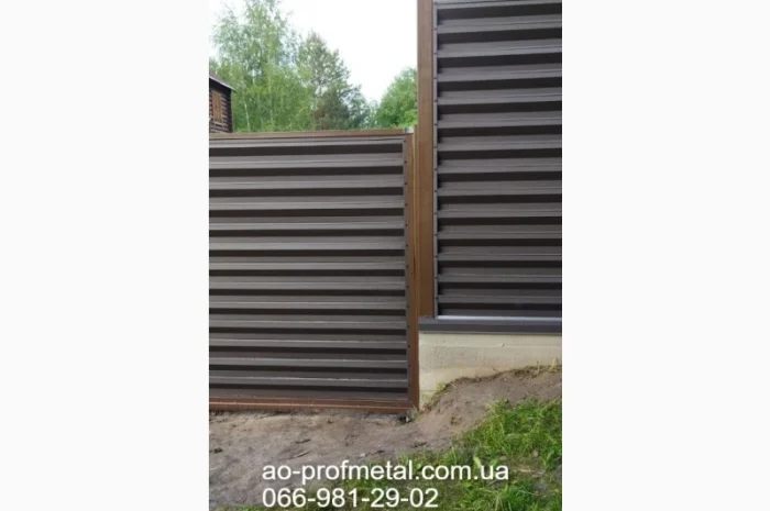 Забор жалюзи 8019 матовые темно-коричневого цвета двусторонние- фото № 4