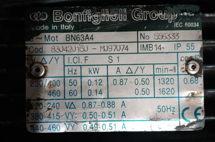 Двигатель переменного тока Bonfiglioli Group BN63A4 в продаже- фото № 2