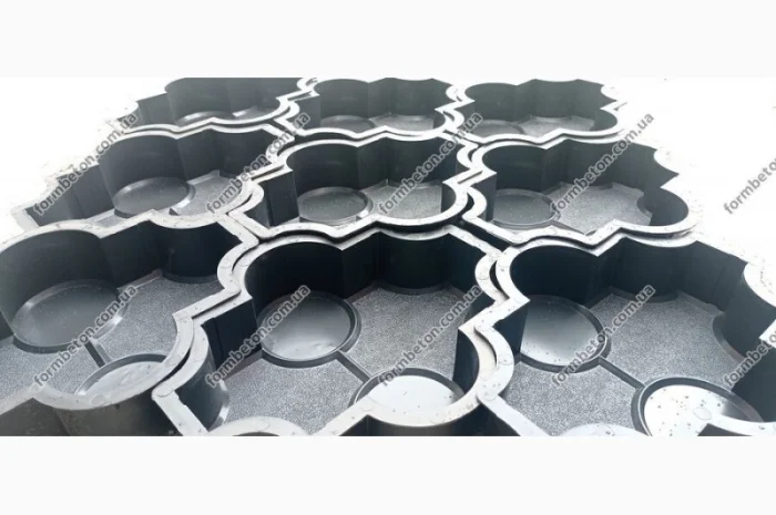 Формы для тротуарной плитки Клевер с кругами шагрень 6 см- фото № 1