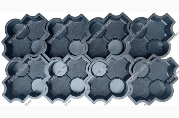 Формы для тротуарной плитки Клевер с кругами шагрень 6 см- фото № 4