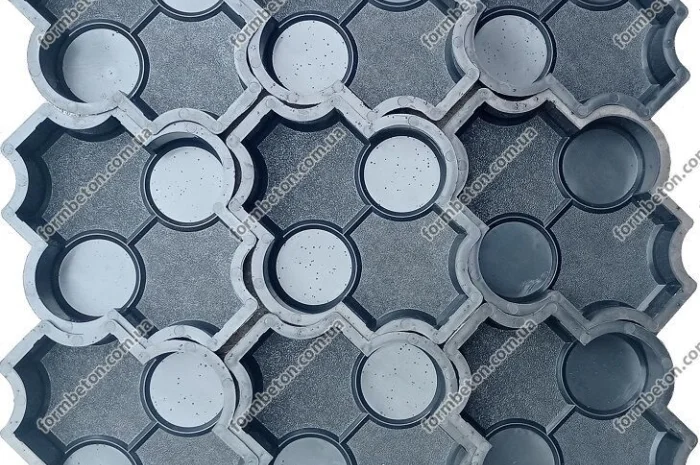 Формы для тротуарной плитки Клевер с кругами шагрень 6 см- фото № 6