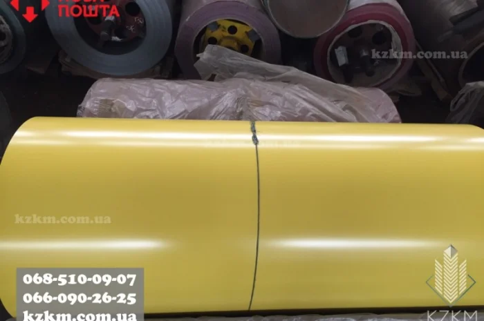 Лист гладкий ral 1018 ярко-желтый, полимерный, оцинковка РАЛ 1018, рулончик- фото № 2