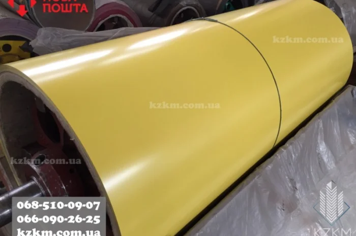 Лист гладкий ral 1018 ярко-желтый, полимерный, оцинковка РАЛ 1018, рулончик- фото № 3