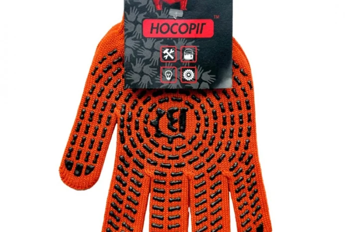 Перчатки рабочие Носоріг (оранжевые) трикотаж с ПВХ покрытием- фото № 1