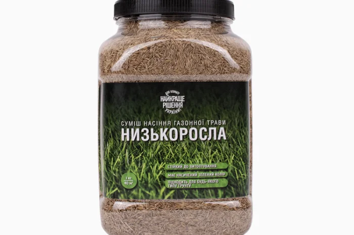 Суміш газонної трави преміум якості "Низькоросла" в банці з отворами для сівби- фото № 1