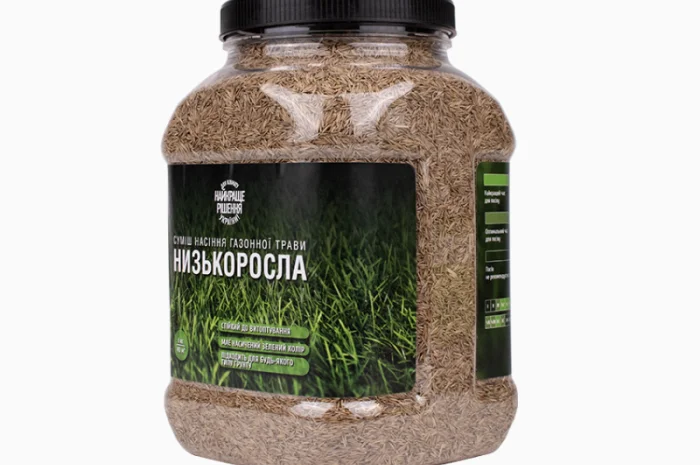 Суміш газонної трави преміум якості "Низькоросла" в банці з отворами для сівби- фото № 2