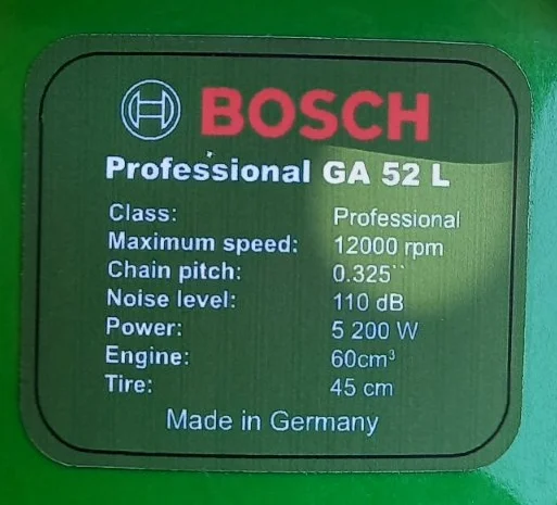 Новая Бензопила BOSCH Professional GA 52 L Германия 5, 2 кВт Бош. Заходи- фото № 19
