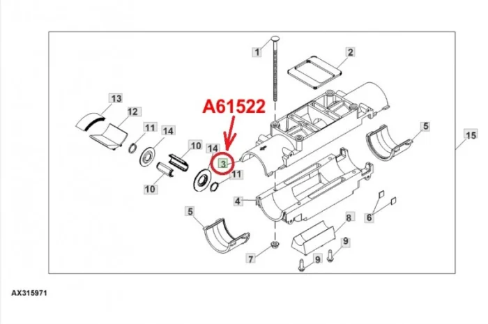 Частина колектора верхня A61522 сівалки John Deere 1910- фото № 2