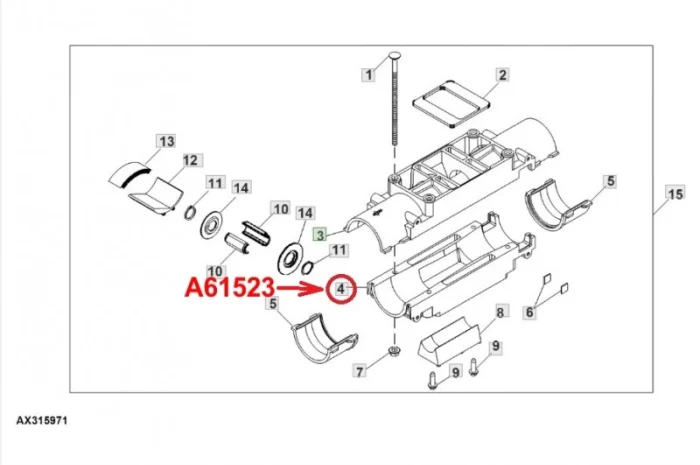 Частина колектора нижня A61523 сівалки John Deere 1910- фото № 2