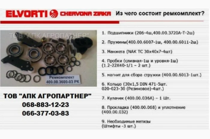 Ремкомплект вариатора 400.00.3600-03- фото № 2