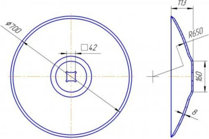 Диск бороны БДТ-4, 2 наружный диаметр 700 мм., купить диск бороны у производителя- фото № 2