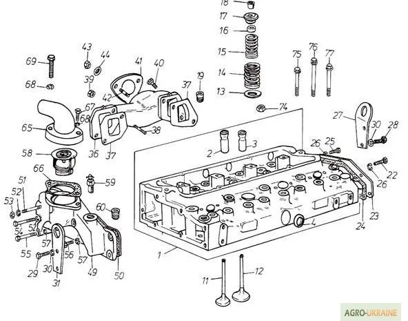 Головка блока цилиндров на Двигатель Д 3900к- фото № 1