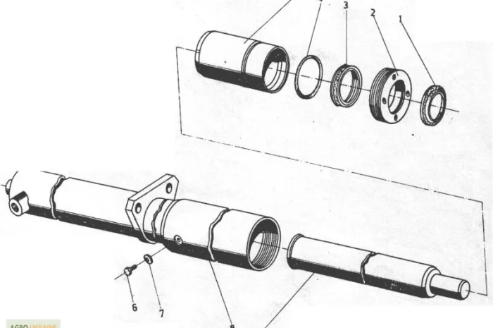 Плунжерный цилиндр на погрузчики ДВ 1784, ДВ 1786, ДВ 1788, ДВ 1792- фото № 1
