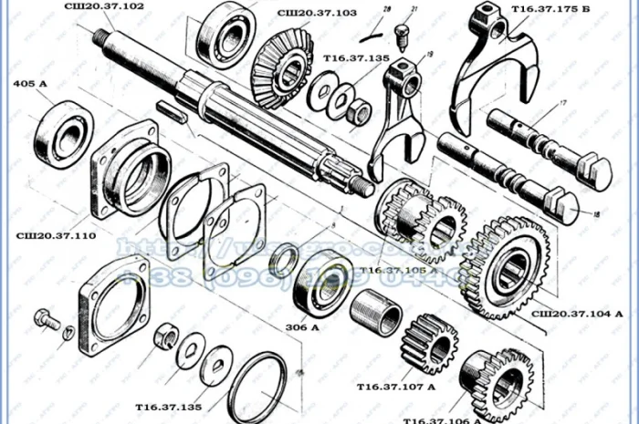 Шестерня Т16.37.105А Z=19/22 ведущая 2, З передачи ХЗТСШ- фото № 2