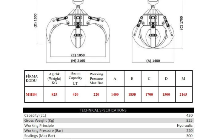 Грейфер 420 LT MHB4 Mikron Hidrolik- фото № 2