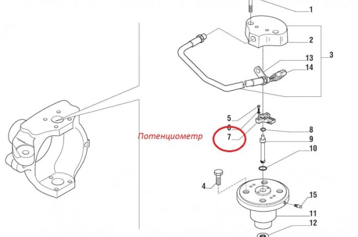Потенциометр CASE 3522108M1,  TEREX 965,  MASSEY FERGUSON MF965- фото № 2