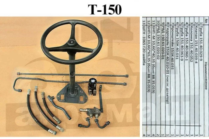 Комплект переоборудования Т-150К насосом дозатором (гидроруль вместо ГУРа)- фото № 1