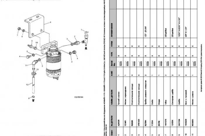Книга каталог запчастей Джон Дир 1175 - John Deere 1175 на русском языке- фото № 1