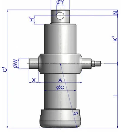 Гидроцилиндр Hyva 5-ти штоковый, подкузовной для трехсторонней разгрузки- фото № 3