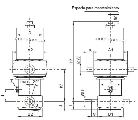 Гидроцилиндр 5-ти штоковый, фронтальный с внешним кожухом (FC169-5-5355)- фото № 4