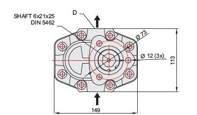 17 л Шестеренчатый (шестерной) гидравлический насос (3 Болта) UNI- фото № 4