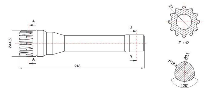 Треугольный вал отбора мощности ZF 16 K 130 (218 мм)- фото № 7