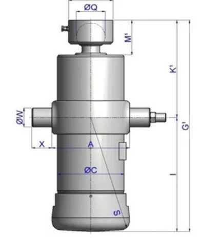 Гидроцилиндр 2-х штоковый, подкузовной для трехсторонней разгрузки- фото № 2