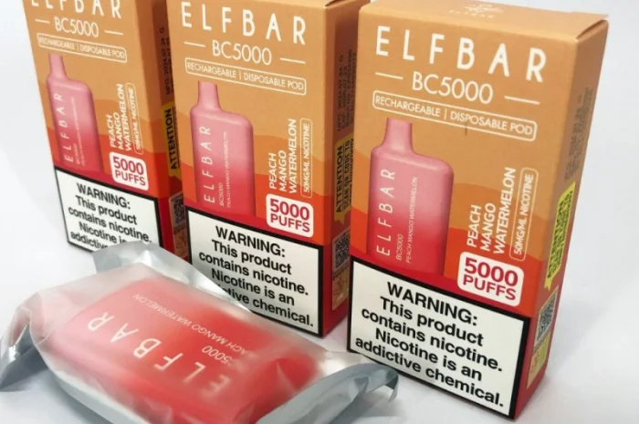 Е-сигарета ELF BAR 5000 тяг, 5% •Персик•Манго•Кавун- фото № 2