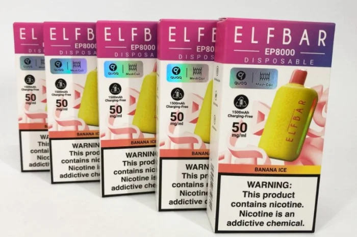 Електрона сигарета Elf Bar EP 8000 тяг, 5%:::Банан з льодом- фото № 2