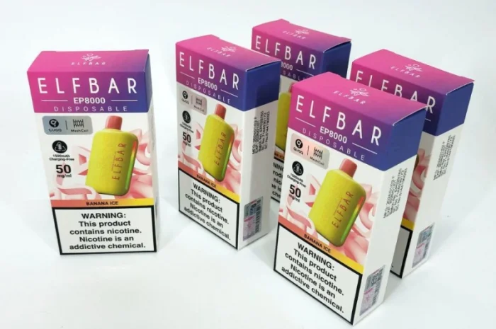 Електрона сигарета Elf Bar EP 8000 тяг, 5%:::Банан з льодом- фото № 4