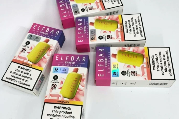 Електрона сигарета Elf Bar EP 8000 тяг, 5%:::Банан з льодом- фото № 5