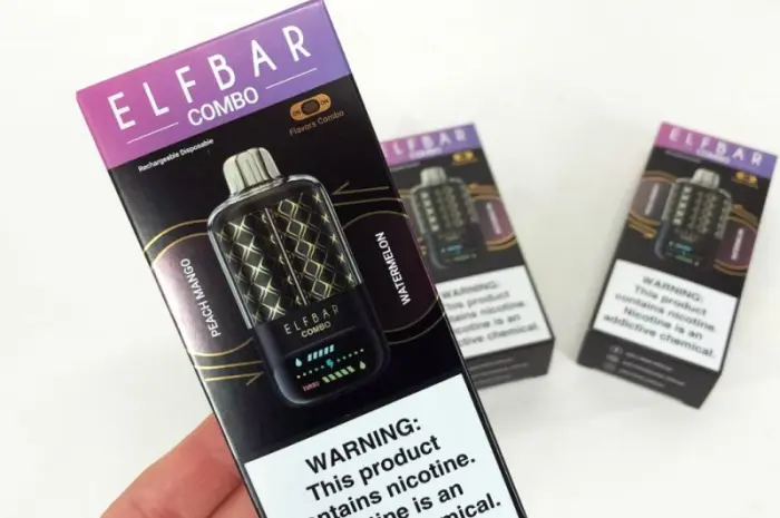 Электронка ELFBAR Combo 25000 тяг. Переключение вкусов:Персик-Манго<=>Арбуз- фото № 3