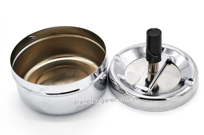 Попільничка, що крутиться, самоочисна, маленька, срібло 6-1105- фото № 2