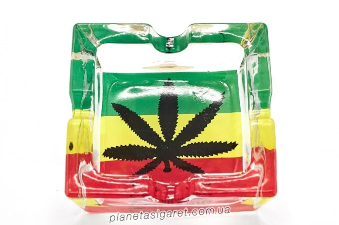 Попільничка скляна Лист конопель 6-1562- фото № 1