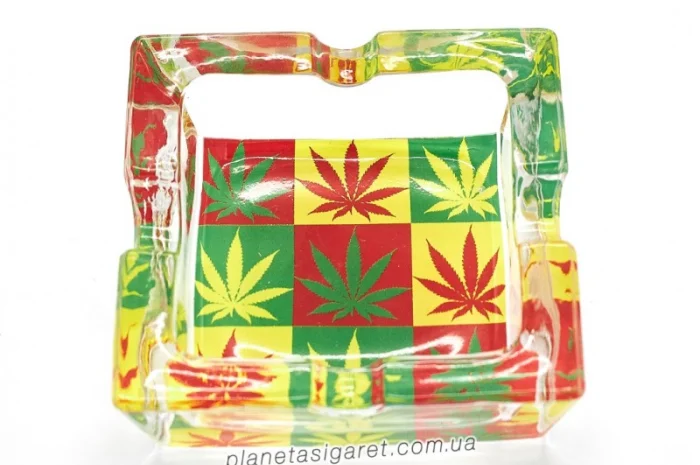 Попільничка скляна Лист конопель 6-1562- фото № 2