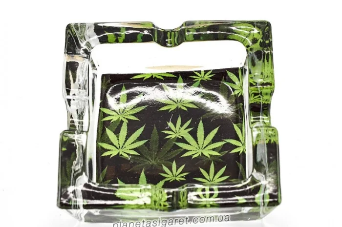 Попільничка скляна Лист конопель 6-1562- фото № 3