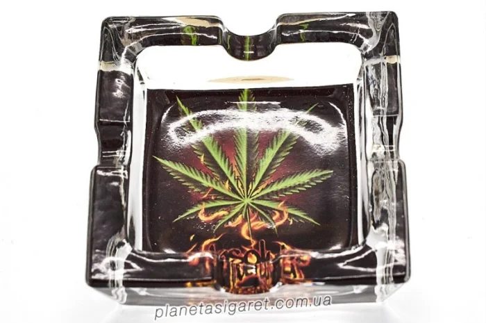 Попільничка скляна Лист конопель 6-1562- фото № 4