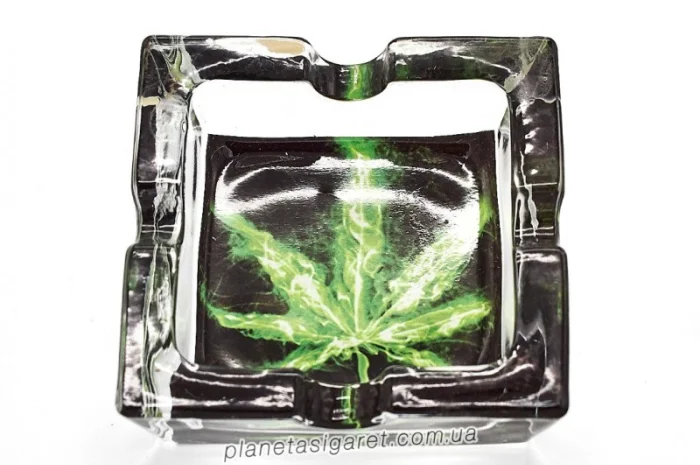 Попільничка скляна Лист конопель 6-1562- фото № 6
