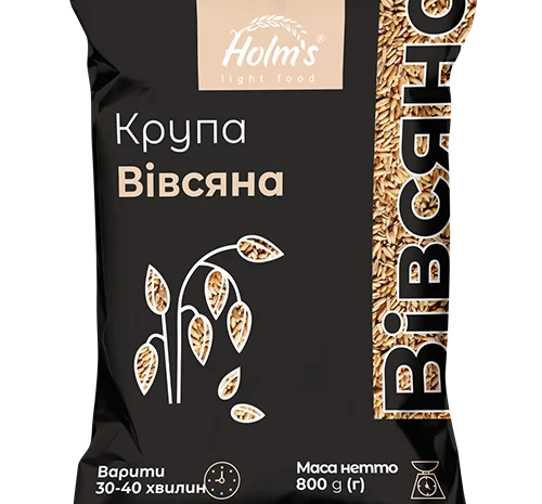 Овсяная крупа ТМ «Holm’s» – полипропиленовая упаковка 800 г- фото № 1