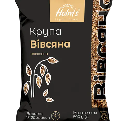 Крупа овсяная плющеная ТМ «Holm’s» – полипропиленовая упаковка 500 г- фото № 1