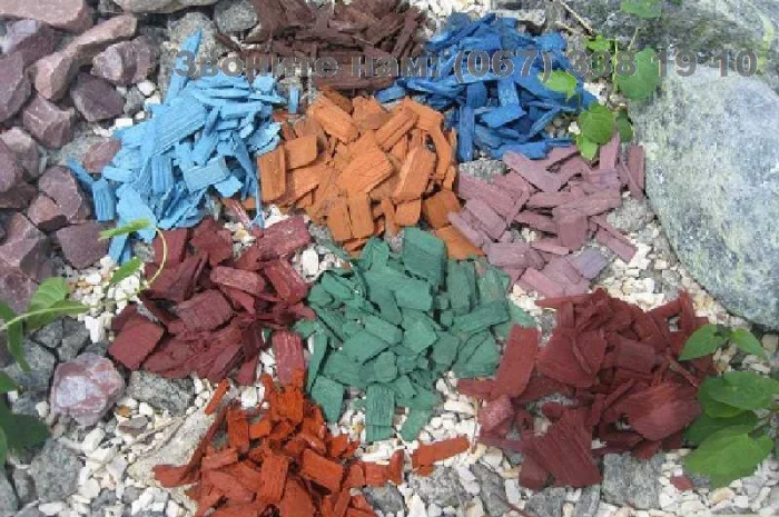 Щепа цветная декоративная Киев Мульча Разноцветная щепа Киев- фото № 2